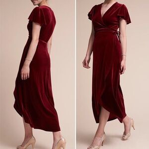 Lottie Velvet Maxi Dress Women's Size XXL Stretch Midi Maxi Burgundy Cranberry